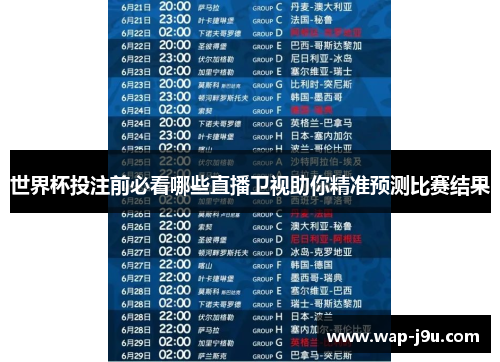 世界杯投注前必看哪些直播卫视助你精准预测比赛结果